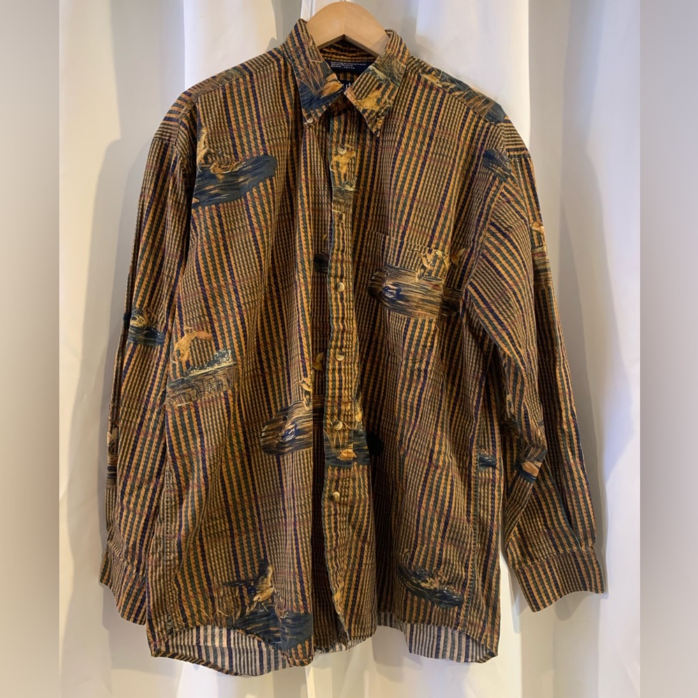 Nautica Bird Duck Button Up Size Large
